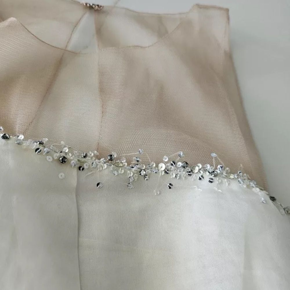 NWT BCBGMaxazria 8 Off White Woven Silk Dress Layered - Picture 3 of 11